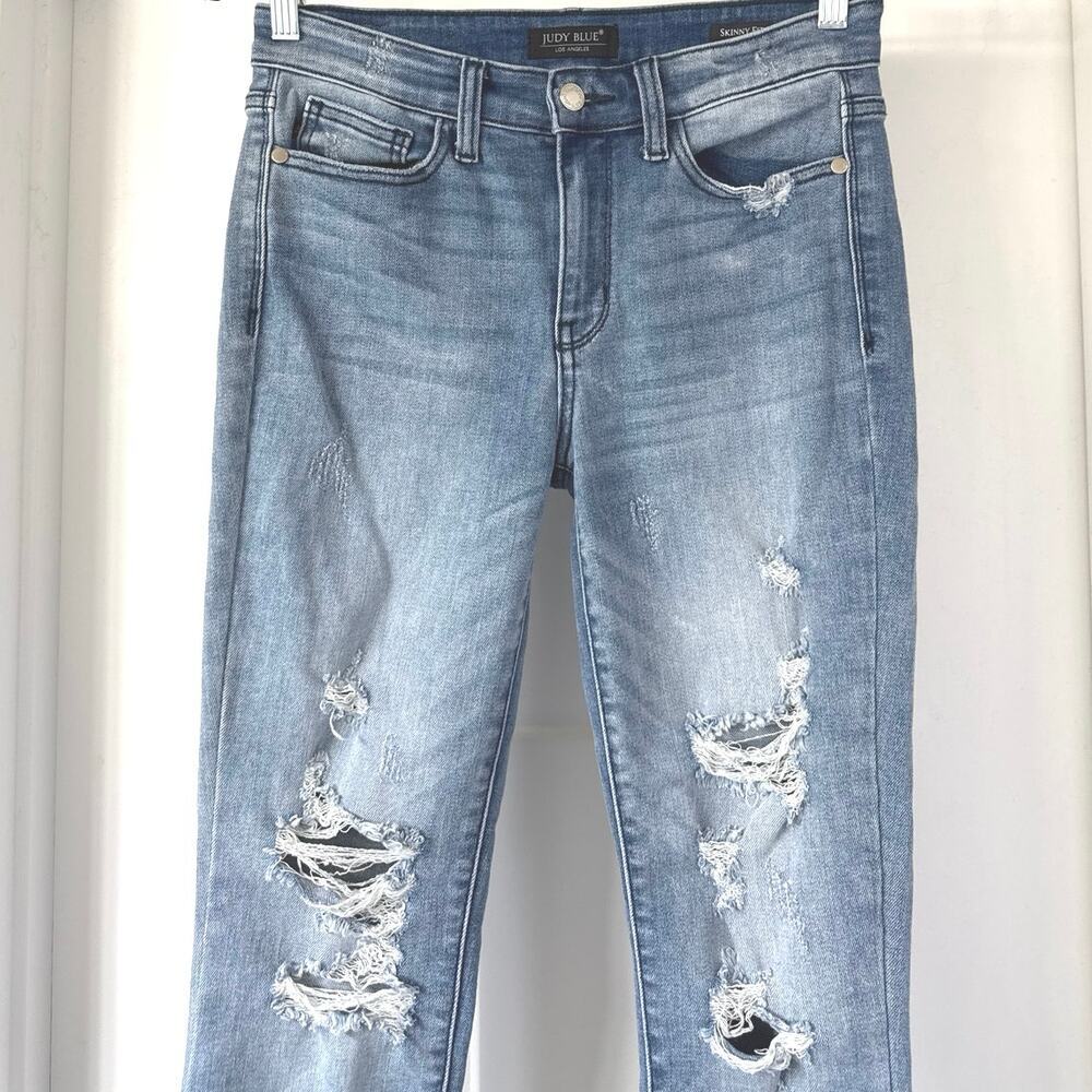 Judy Blue High Mid-Rise Skinny Jean Stretch Denim Size 5/27 JB82241MD - Picture 4 of 8